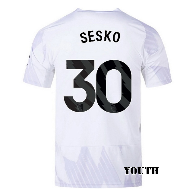 2025/26 Benjamin Sesko #30 Away Youth Soccer Jersey