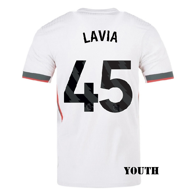 2025/26 Romeo Lavia #45 Away Youth Soccer Jersey