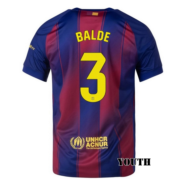 2025/26 Alejandro Balde #3 Home Youth Soccer Jersey