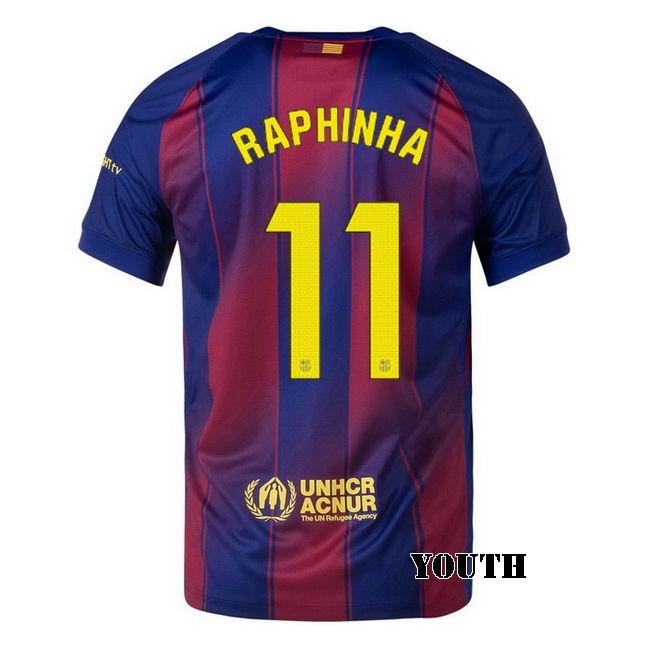 2025/26 Raphinha #11 Home Youth Soccer Jersey