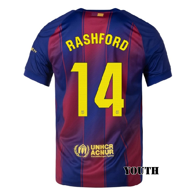 2025/26 Marcus Rashford #14 Home Youth Soccer Jersey
