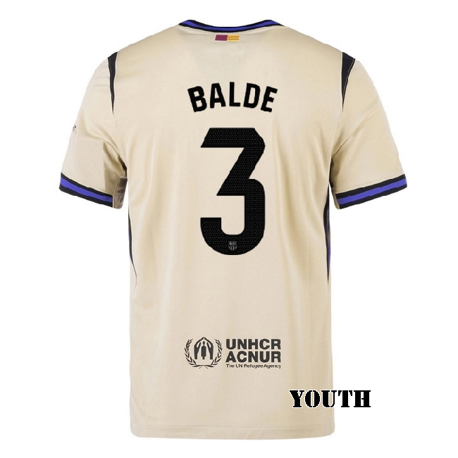 2025/26 Alejandro Balde #3 Away Youth Soccer Jersey