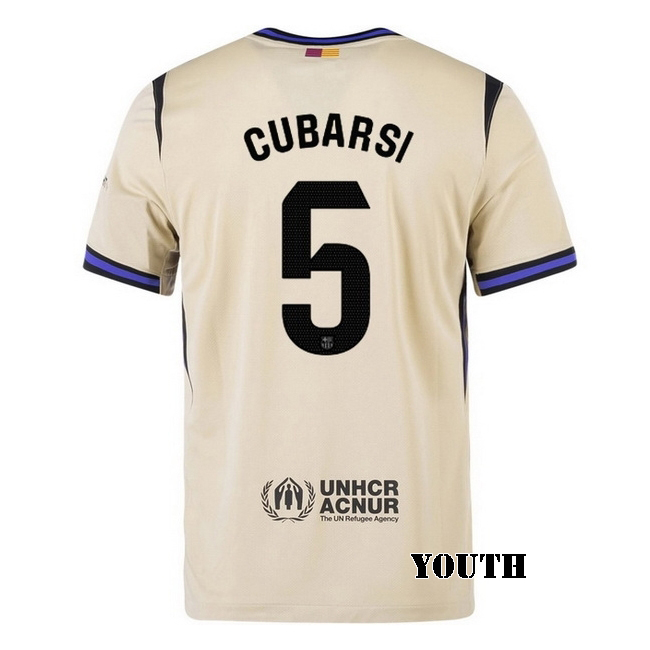 2025/26 Pau Cubarsi #5 Away Youth Soccer Jersey