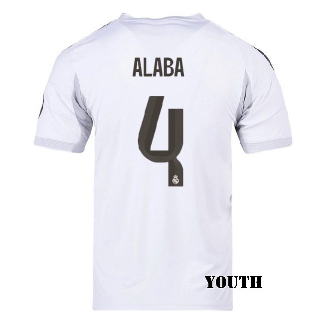 2025/26 David Alaba #4 Home Youth Soccer Jersey