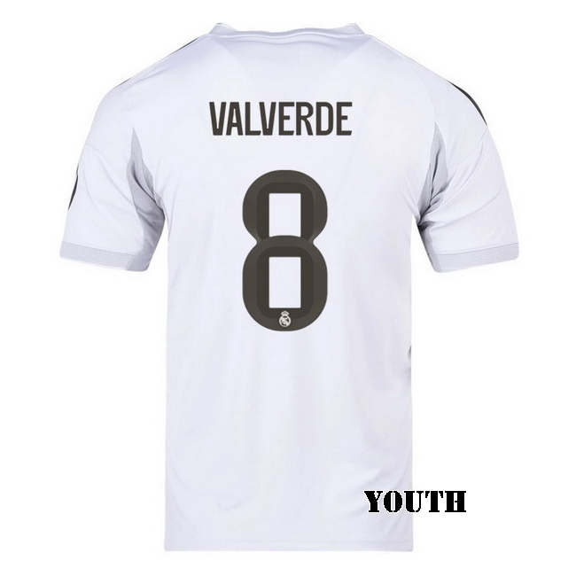 2025/26 Federico Valverde #8 Home Youth Soccer Jersey