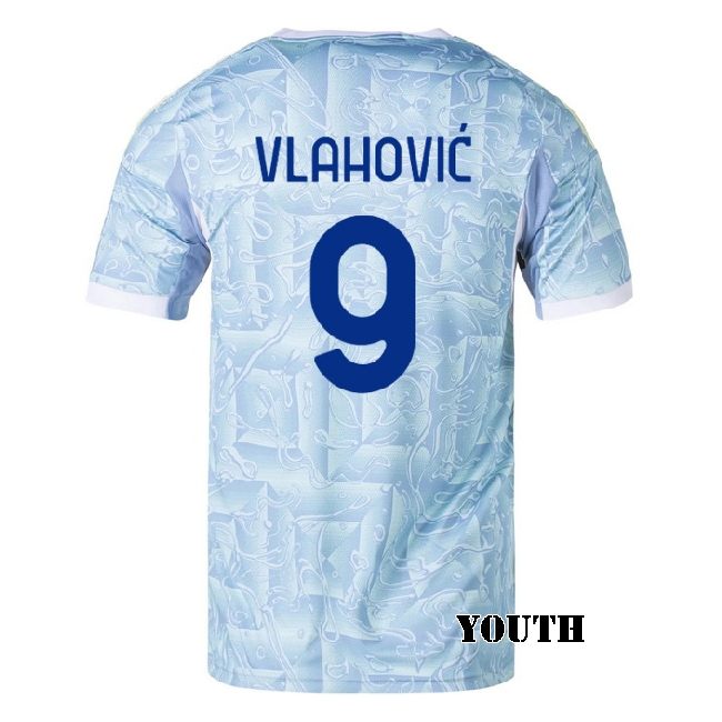 2025/26 Dusan Vlahovic #9 Away Youth Soccer Jersey