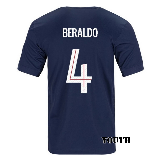 2025/26 Lucas Beraldo #4 Home Youth Soccer Jersey