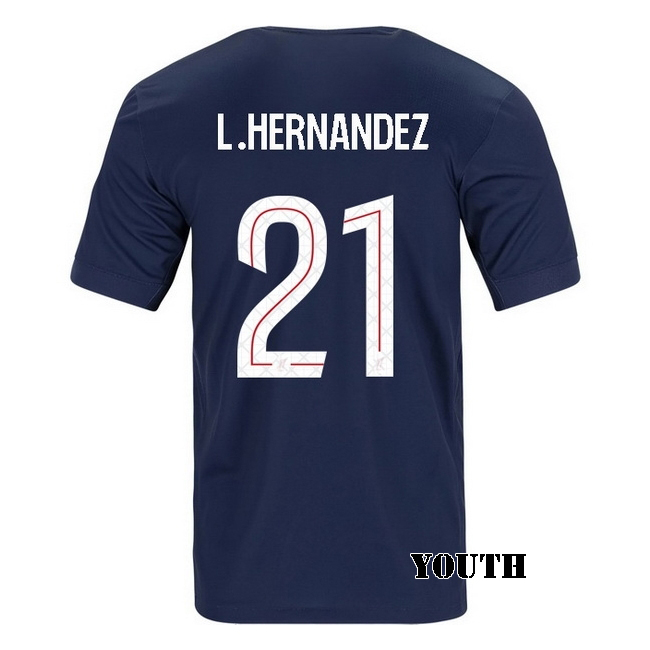 2025/26 Lucas Hernandez #21 Home Youth Soccer Jersey