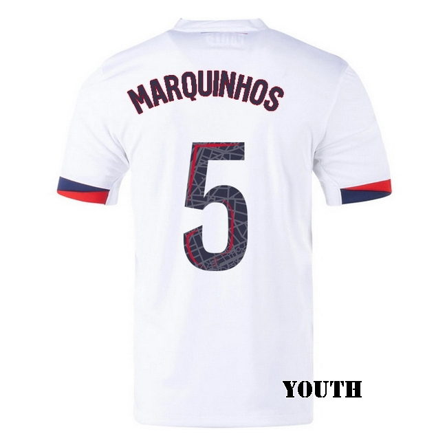 2025/26 Marquinhos #5 Away Youth Soccer Jersey