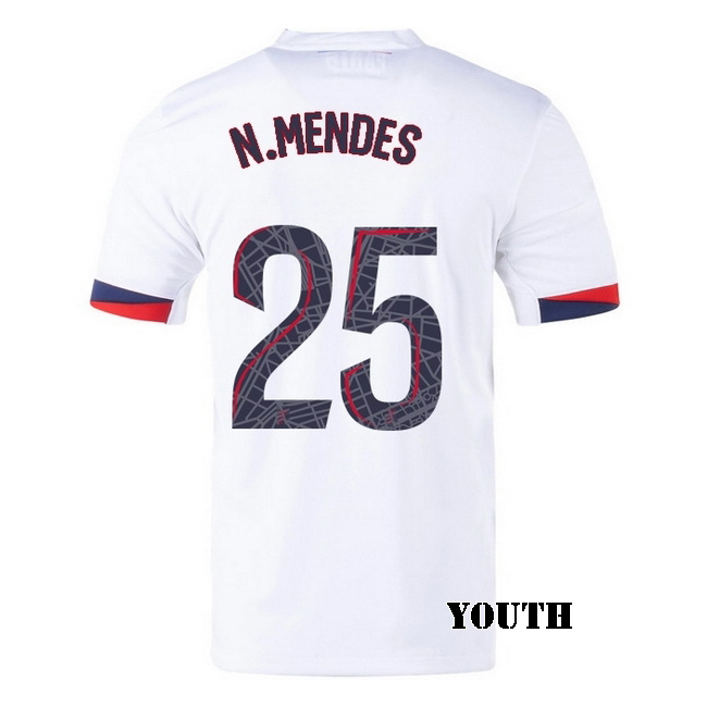 2025/26 Nuno Mendes #25 Away Youth Soccer Jersey