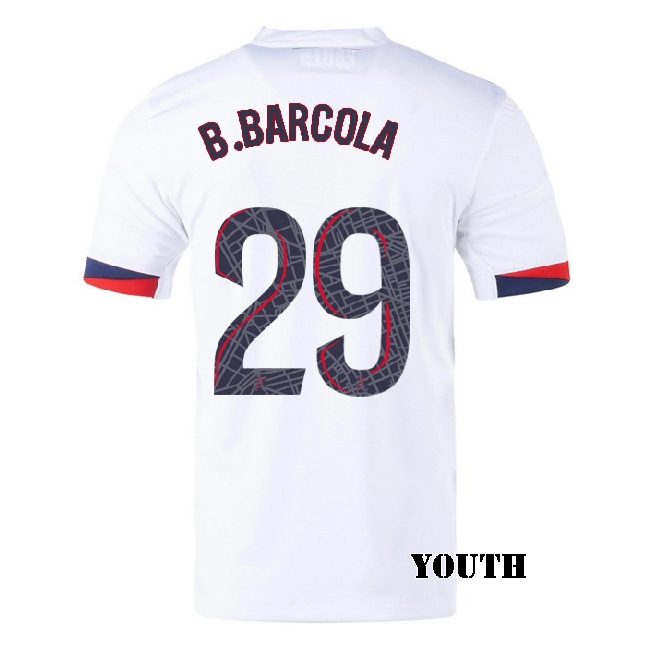 2025/26 Bradley Barcola #29 Away Youth Soccer Jersey