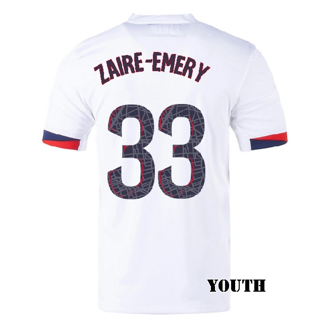 2025/26 Warren Zaire-Emery #33 Away Youth Soccer Jersey